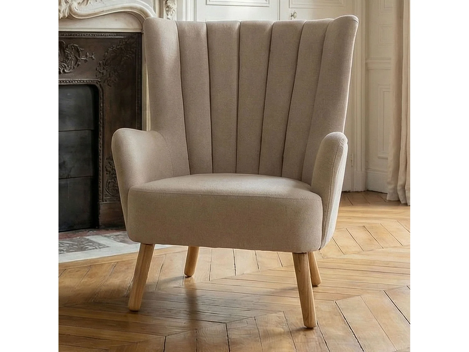 Fauteuil Scandinave "Jay" 94cm Beige