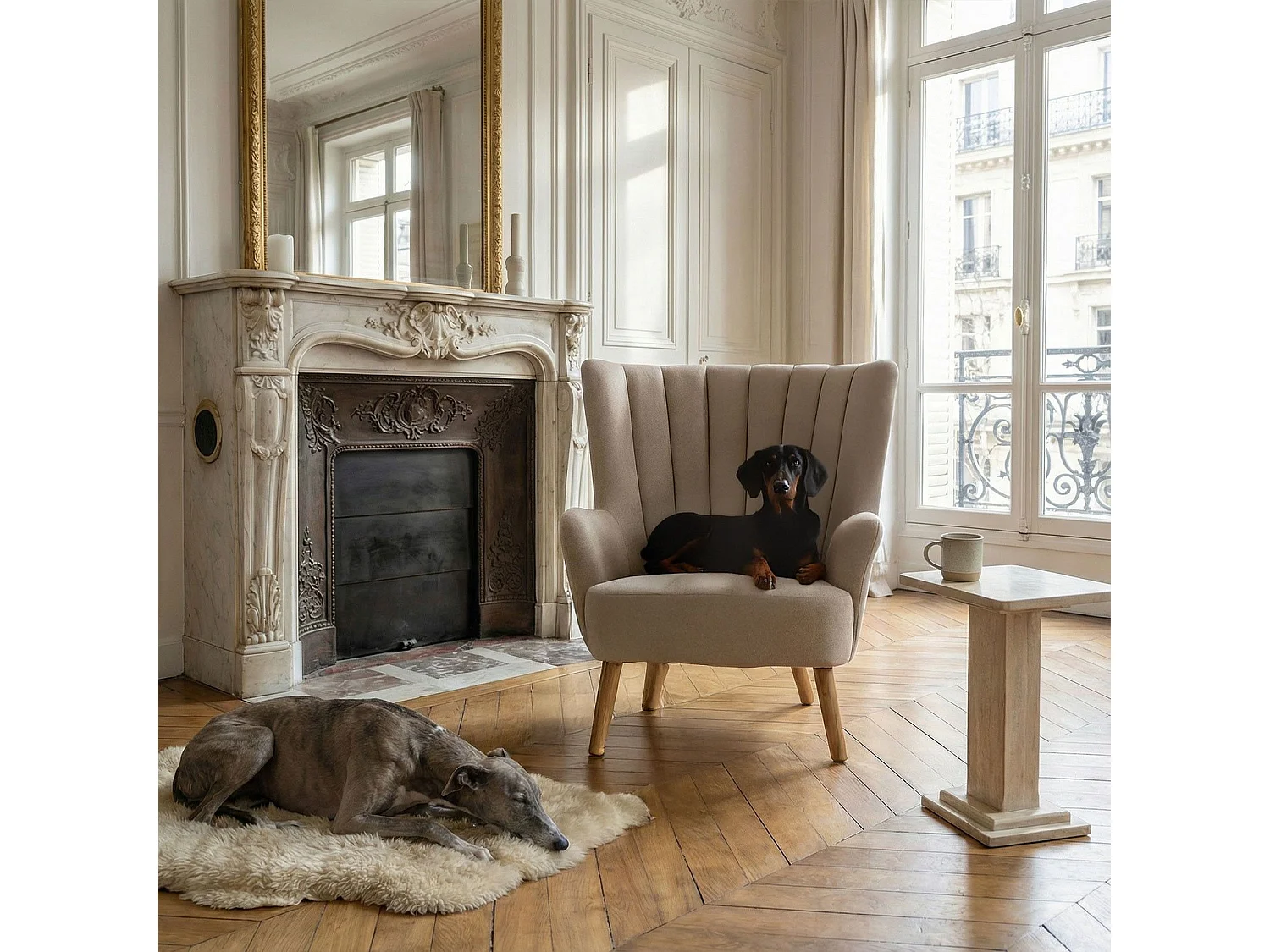 Fauteuil Scandinave "Jay" 94cm Beige