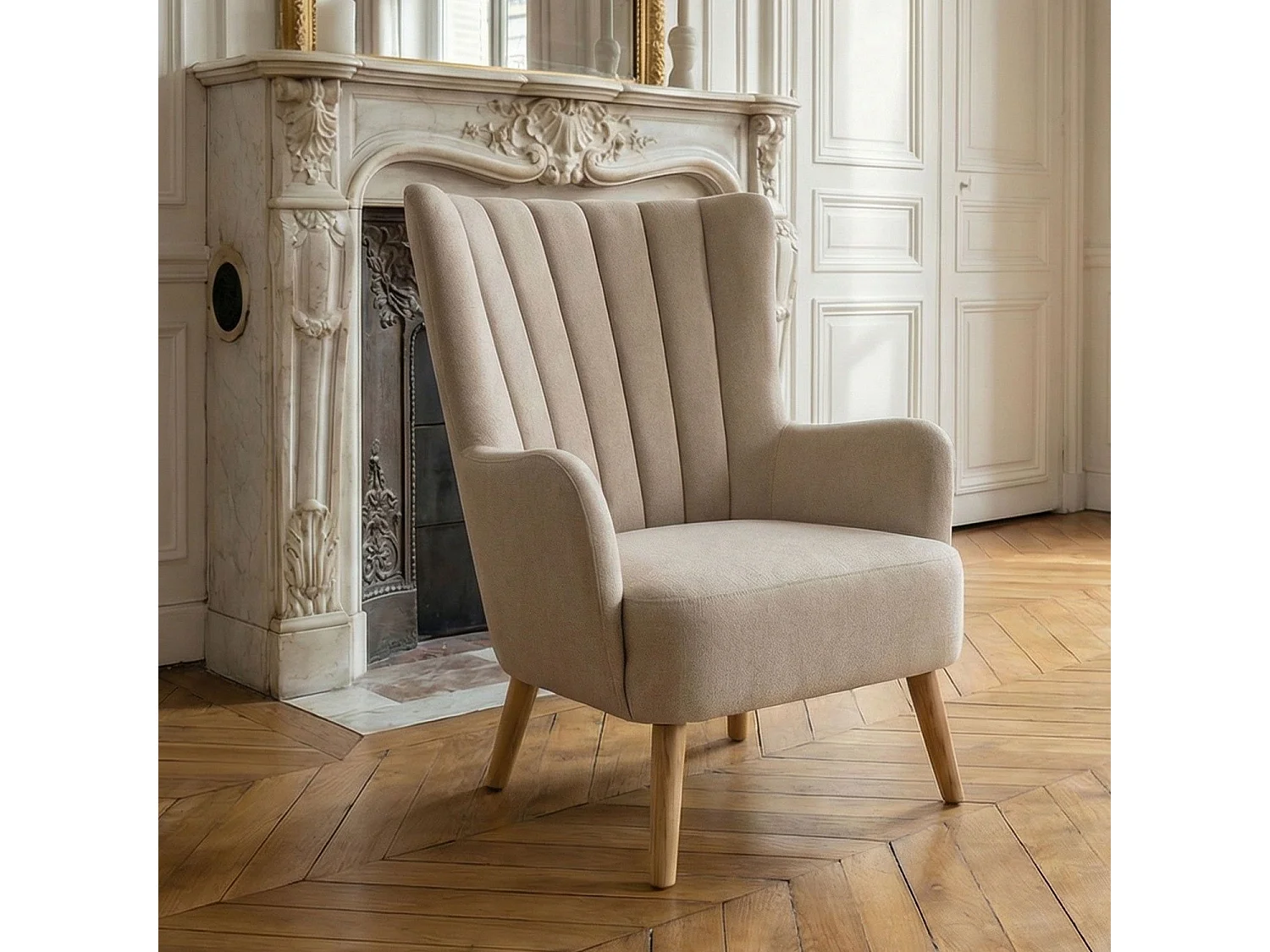 Fauteuil Scandinave "Jay" 94cm Beige
