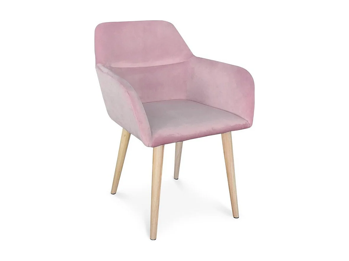 Fauteuil Scandinave Velours "Mogal" 82cm Rose