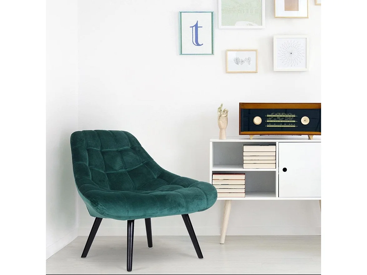 Lot de 2 Fauteuils en Velours "Johan" 102cm Vert