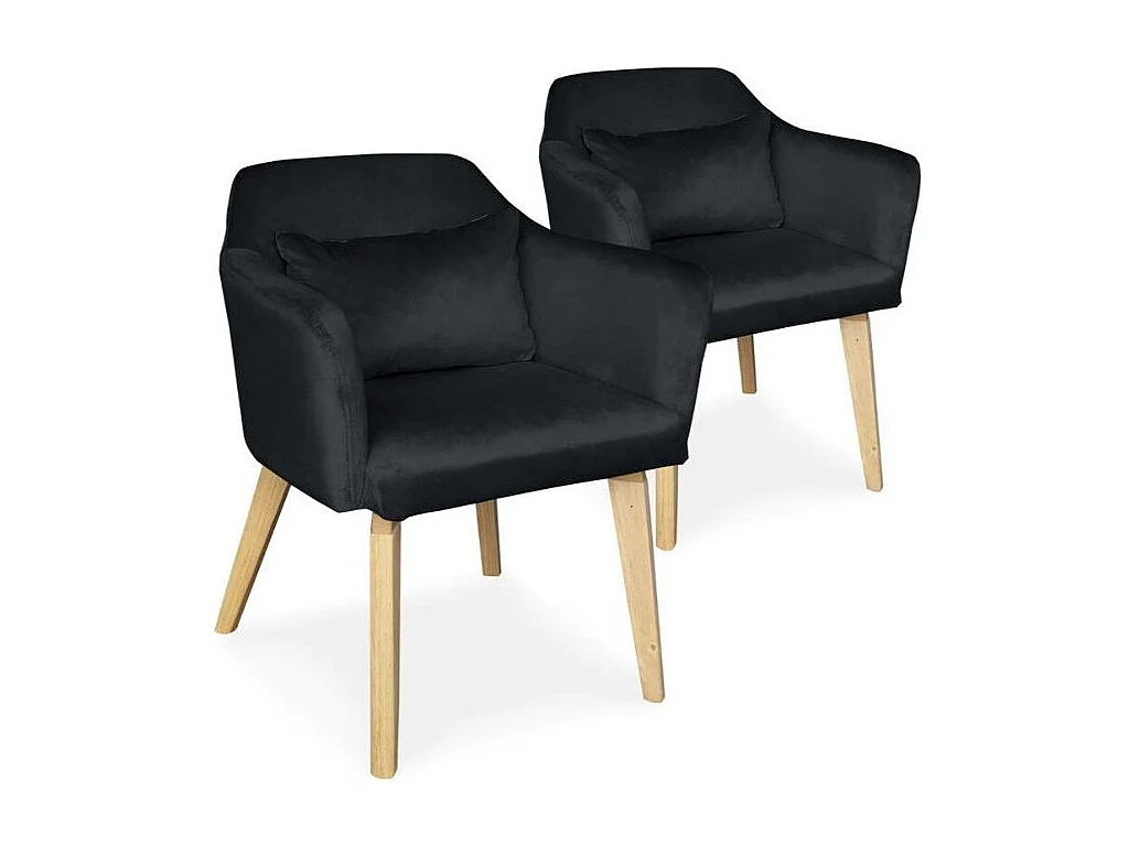 Lot de 2 Fauteuils Velours "Scanda" 70cm Noir