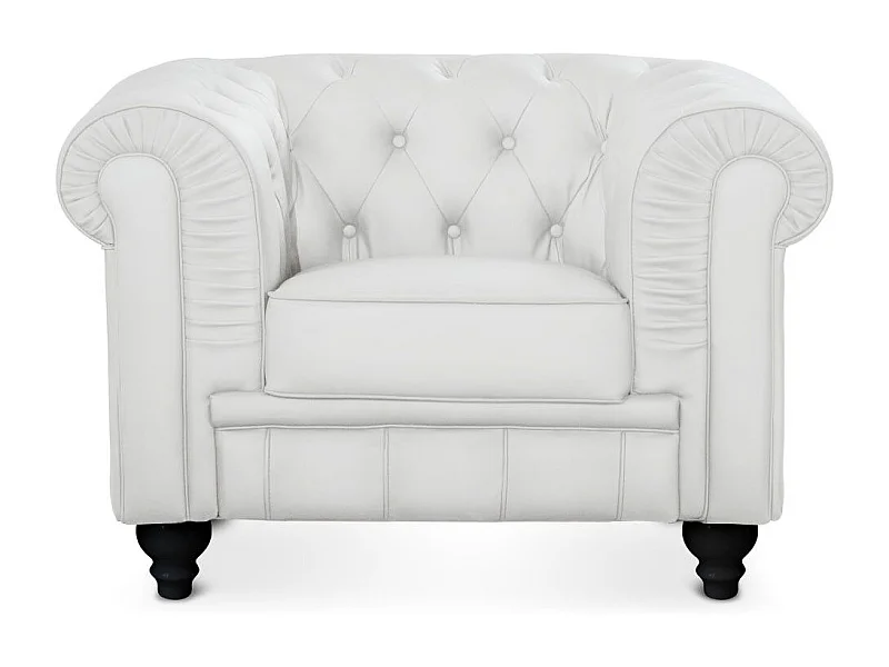 Fauteuil Design "Chesterfield" 111cm Blanc