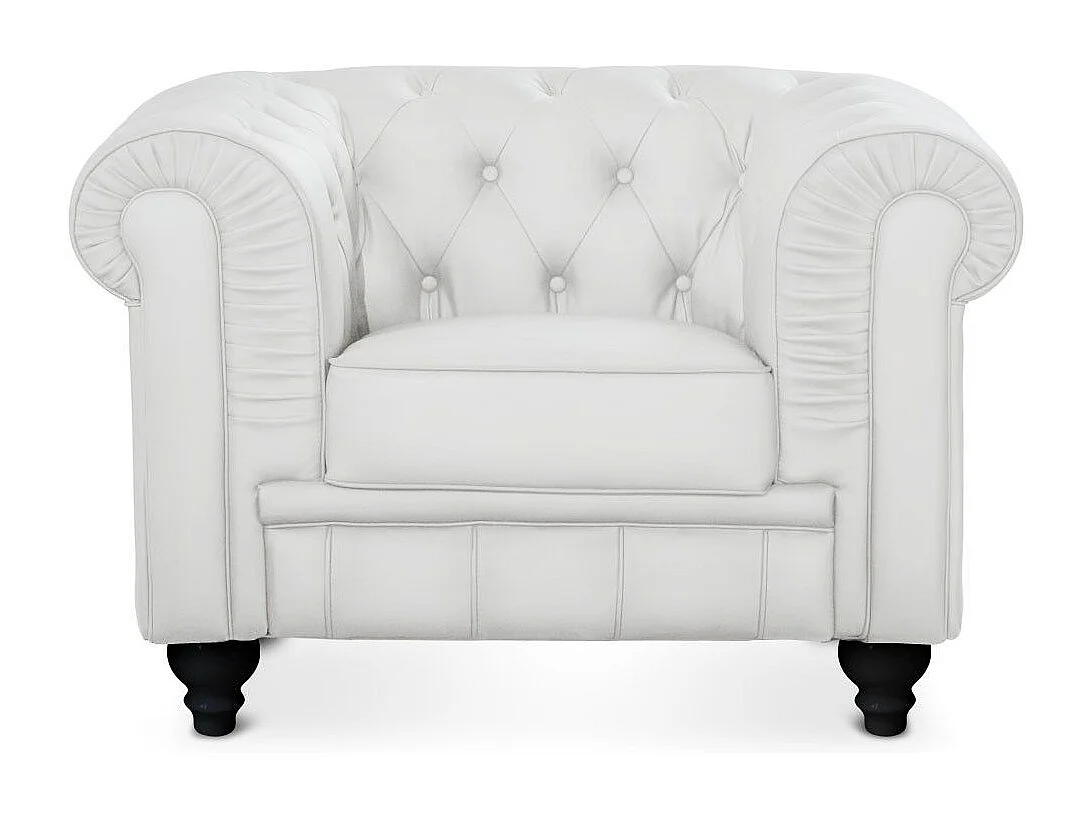 Fauteuil Design "Chesterfield" 111cm Blanc