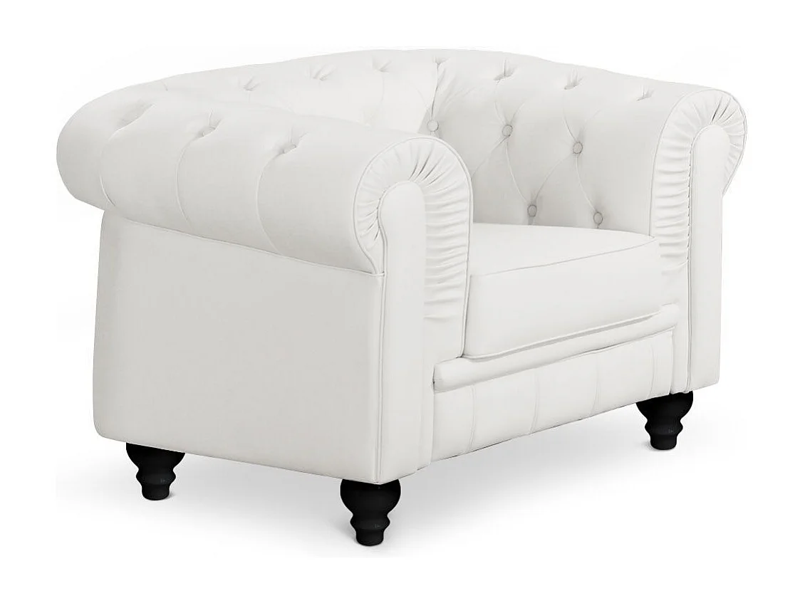 Fauteuil Design "Chesterfield" 111cm Blanc