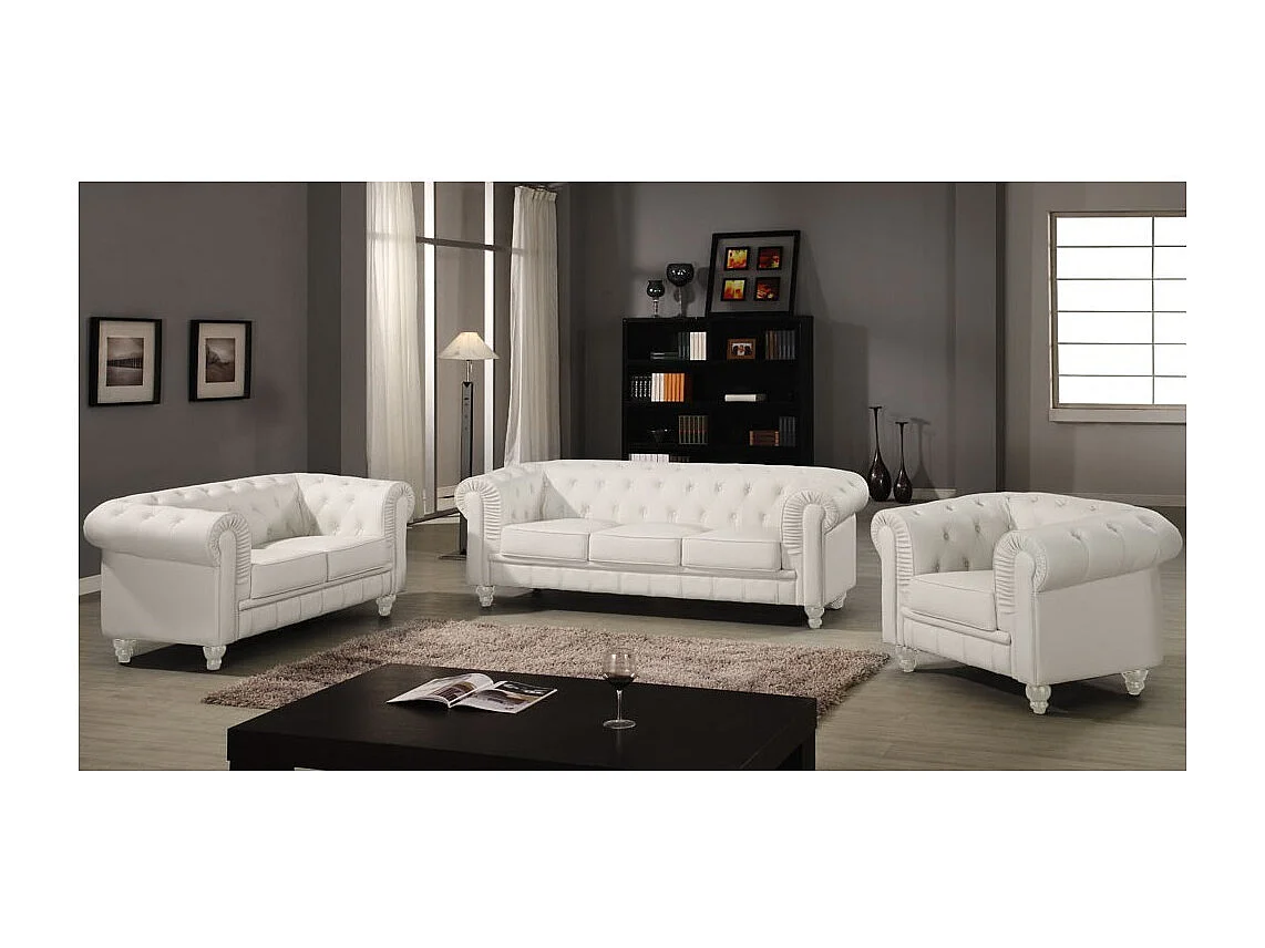 Grand fauteuil Chesterfield Blanc