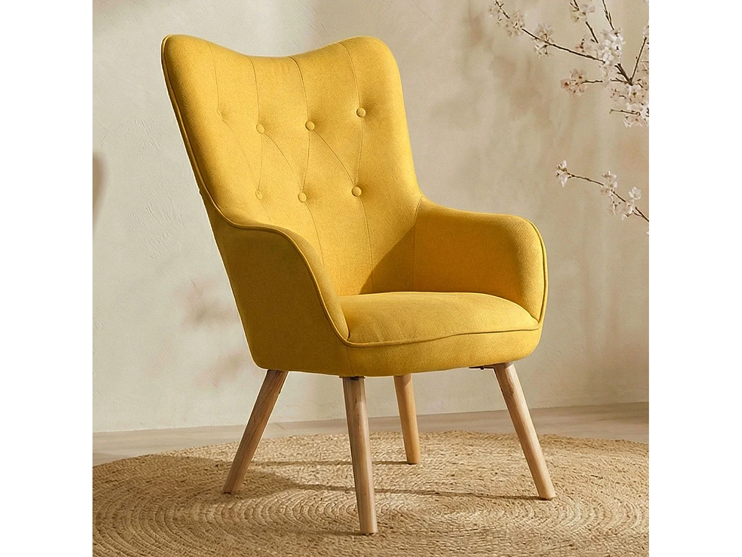 Fauteuil Scandinave "Aimee" 67cm Jaune