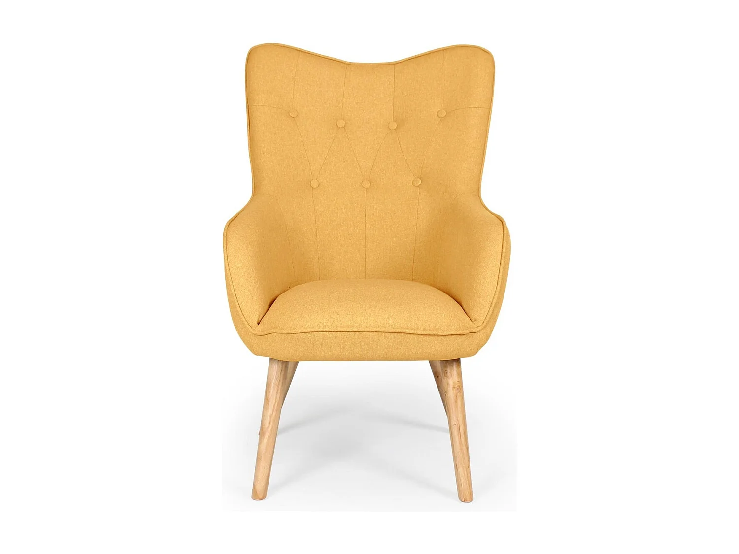 Bequemer gelber skandinavischer Sessel mit gepolstertem Rücken - Modell Klarys