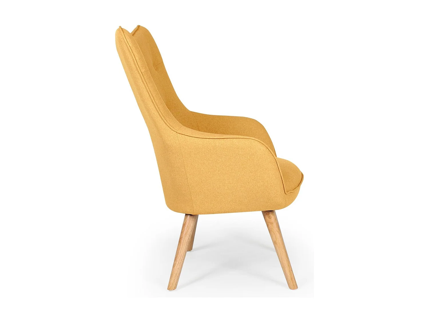 Bequemer gelber skandinavischer Sessel mit gepolstertem Rücken - Modell Klarys