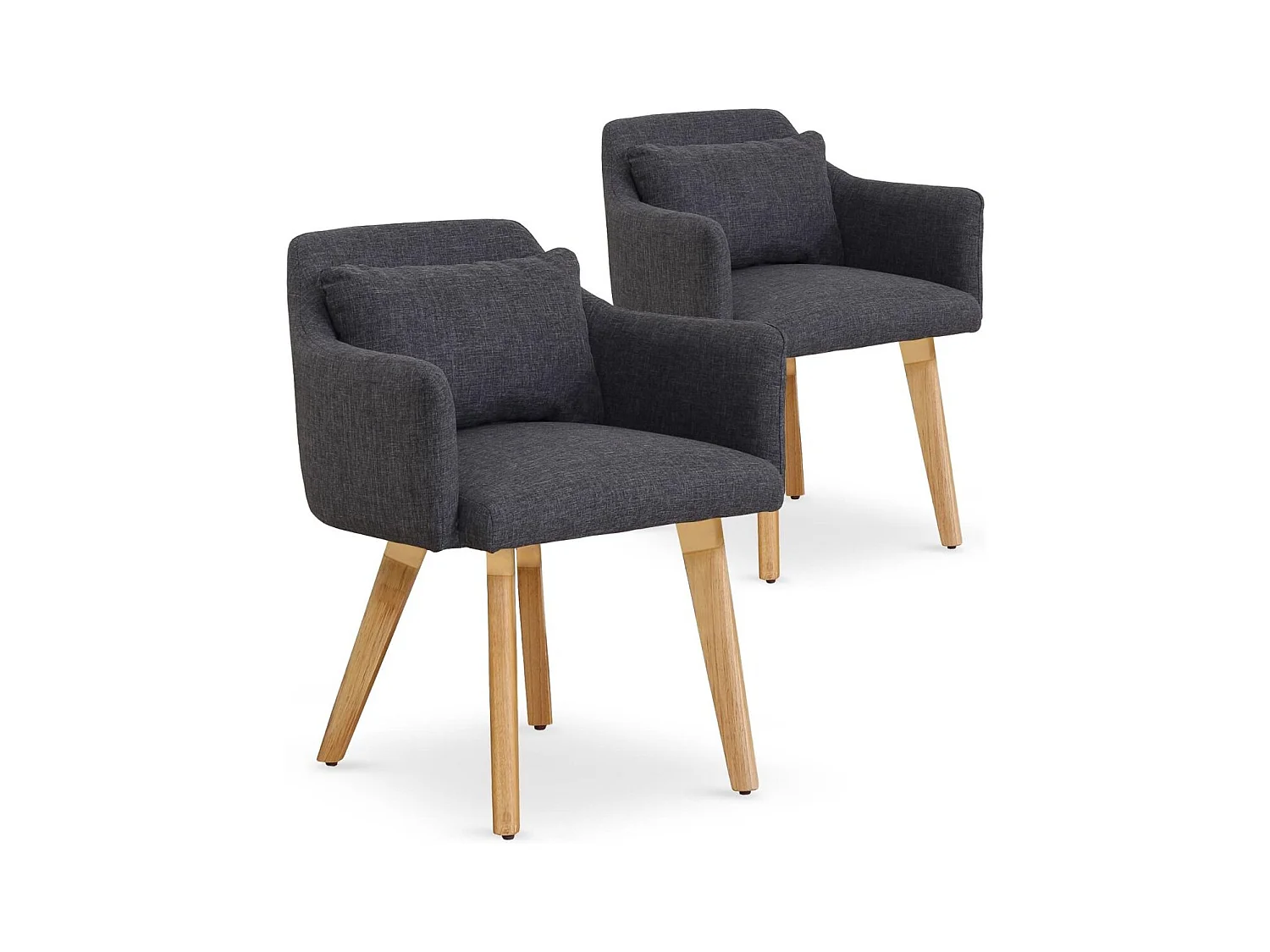 Lot de 2 Fauteuils Scandinave "Alan" 70cm Gris Foncé