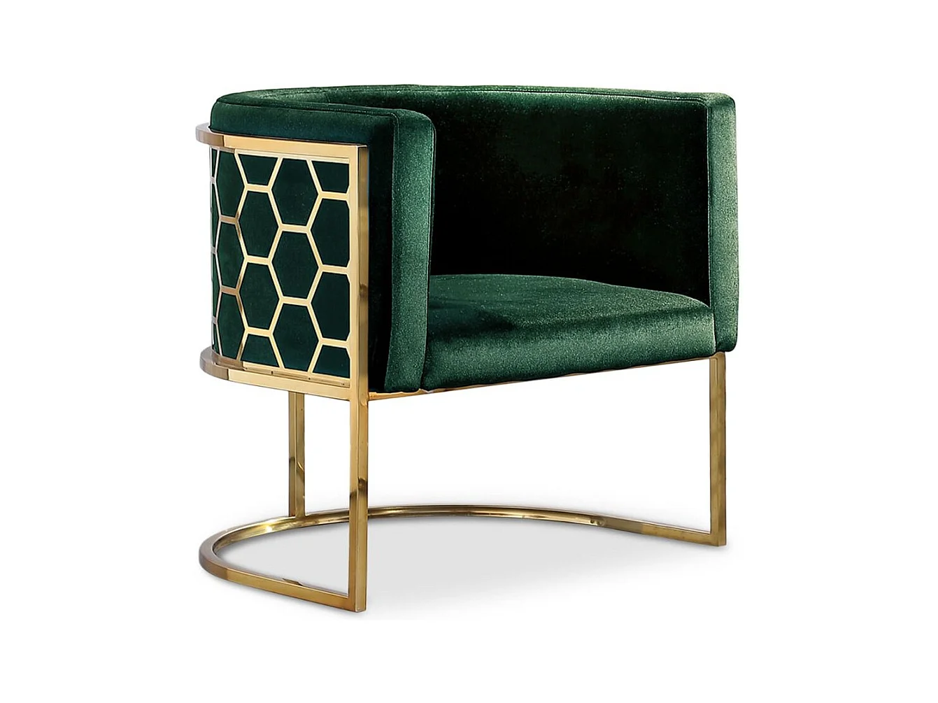 Runder Design Sessel "Neyho" Samt Grün Modern 75cm