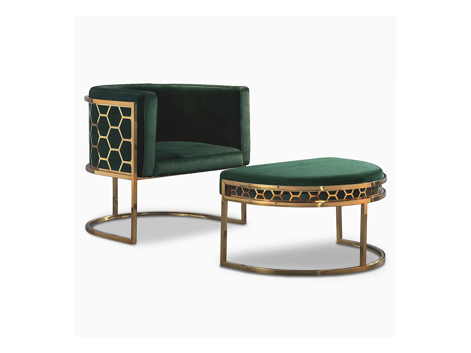 Runder Design Sessel "Neyho" Samt Grün Modern 75cm