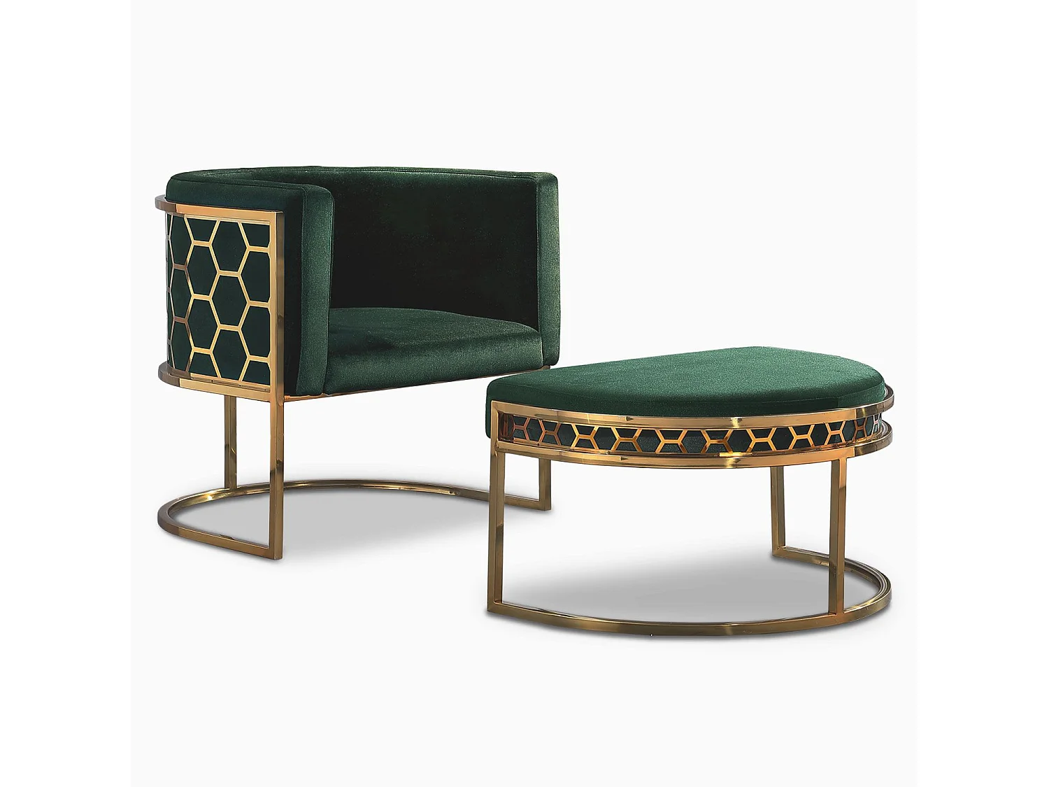 Runder Design Sessel "Neyho" Samt Grün Modern 75cm