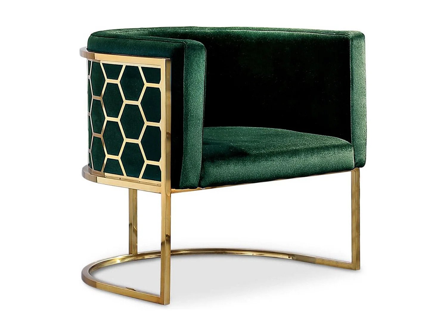 Runder Design Sessel "Neyho" Samt Grün Modern 75cm