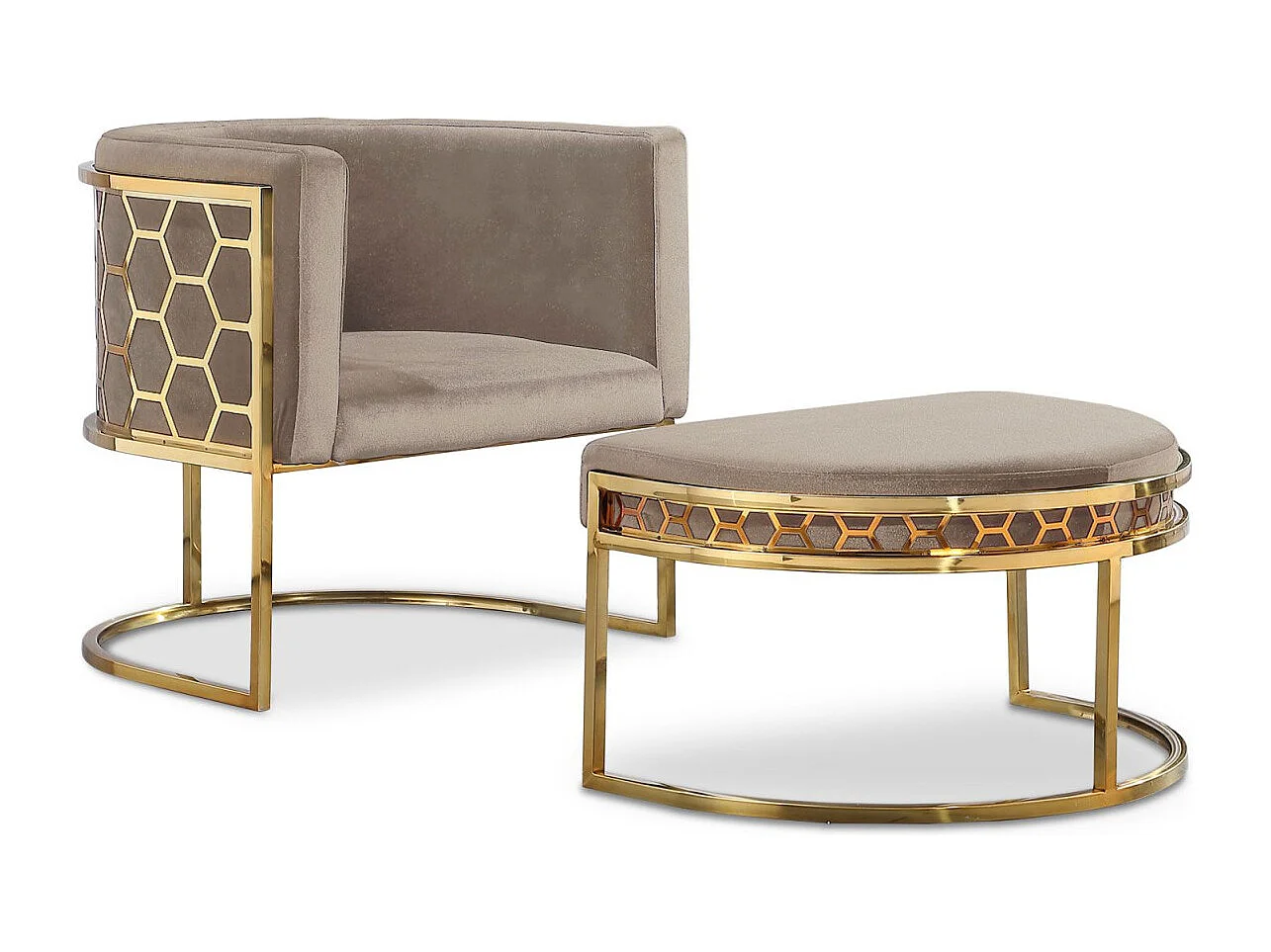 Runder Design Sessel "Neyho" Samt Grün Modern 75cm