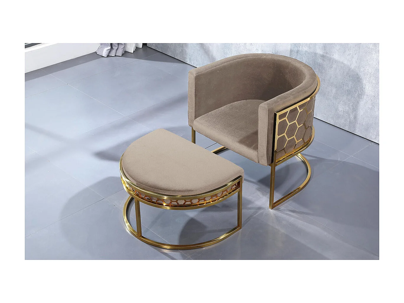 Runder Design Sessel "Neyho" Samt Grün Modern 75cm