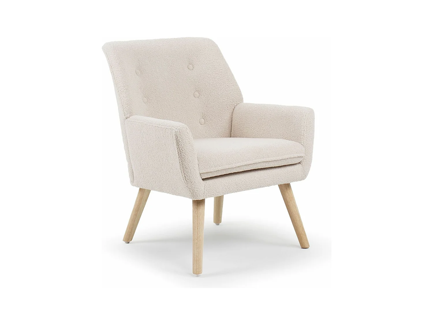 Fauteuil Scandinave en Bouclette Lainée "Tia" 85cm Crème