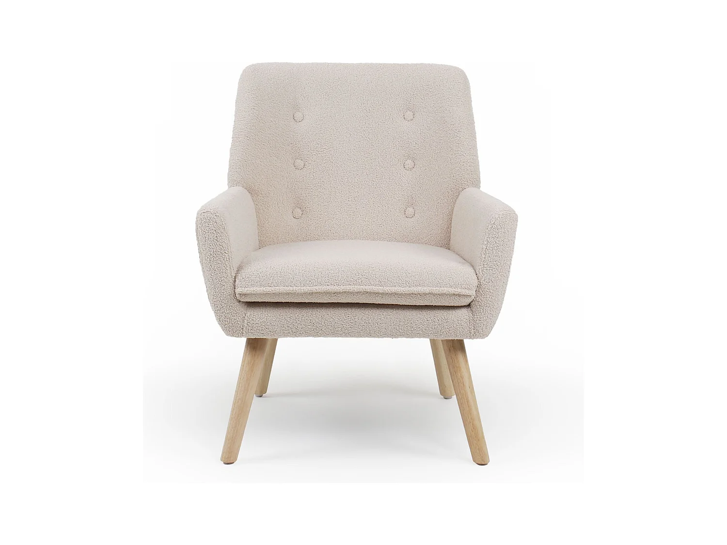 Fauteuil Scandinave en Bouclette Lainée "Tia" 85cm Crème