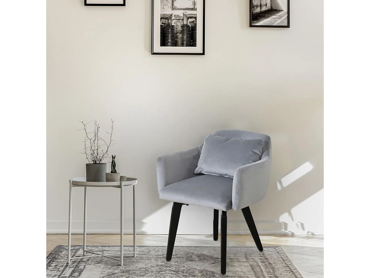 Fauteuil Scandinave Velours "Scanda" 70cm Gris