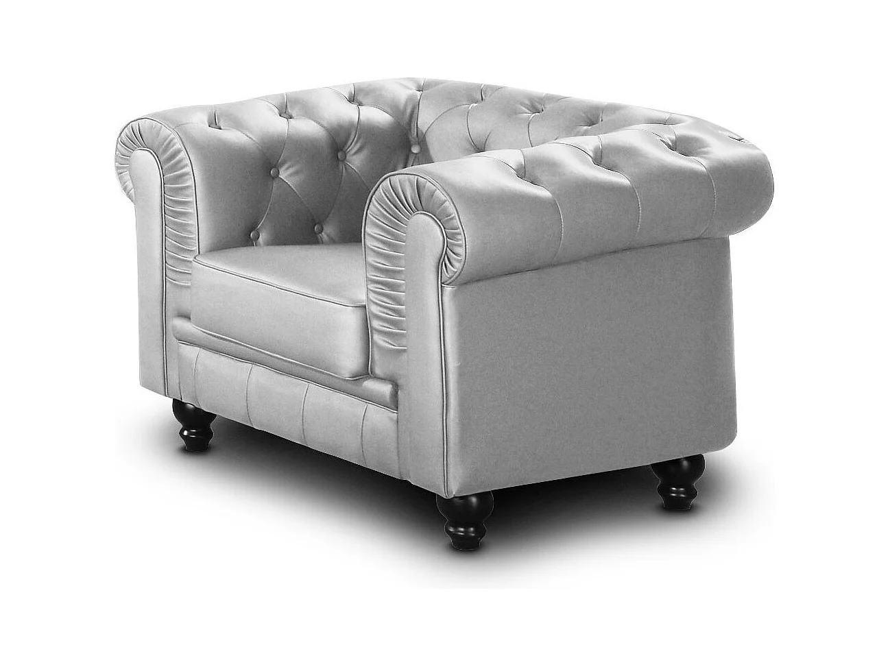 Fauteuil Design "Chesterfield" 111cm Argent
