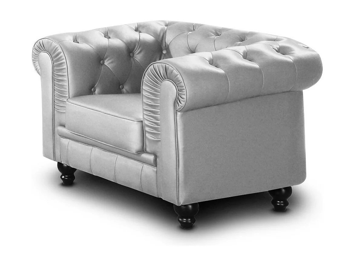 Fauteuil Design "Chesterfield" 111cm Argent