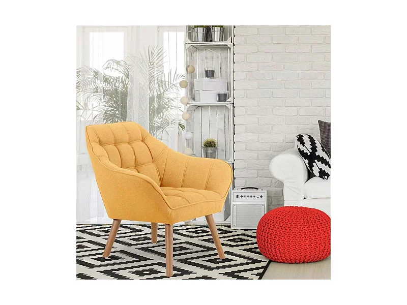 Fauteuil Scandinave Zentao Tissu Jaune