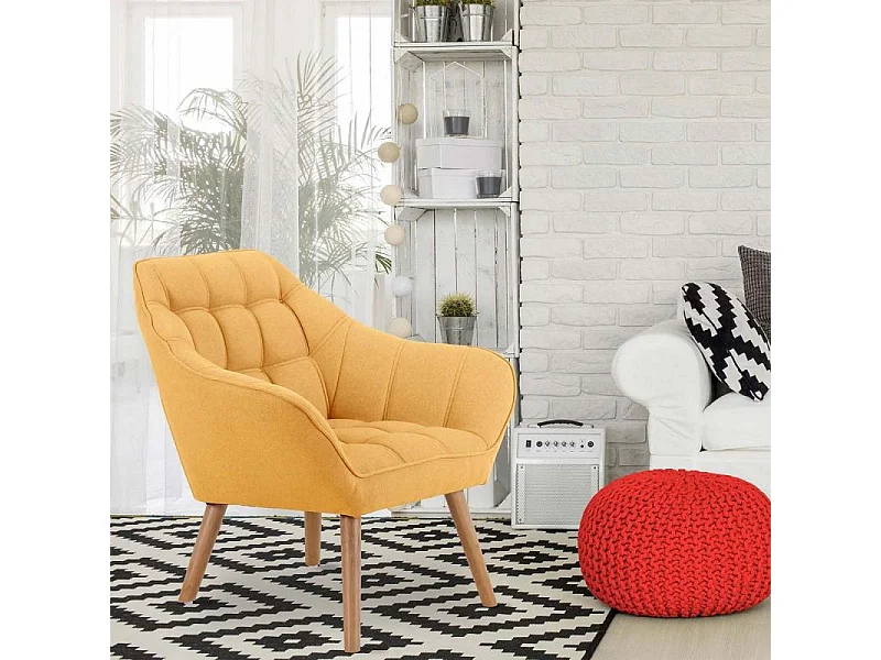 Fauteuil Scandinave Matelassé "Taon" 83cm Jaune