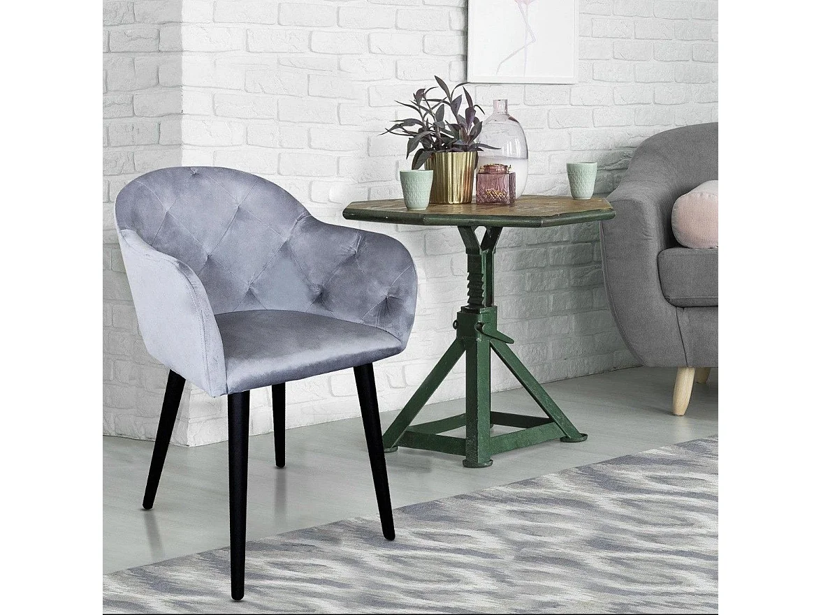 Fauteuil Design en Velours "Glany" 81cm Argent