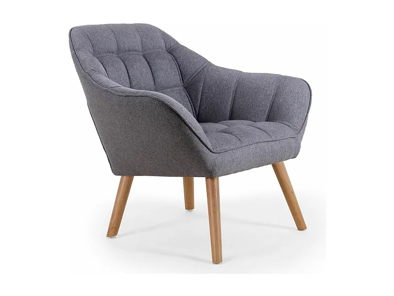 Fauteuil Scandinave Zentao Tissu Gris Clair