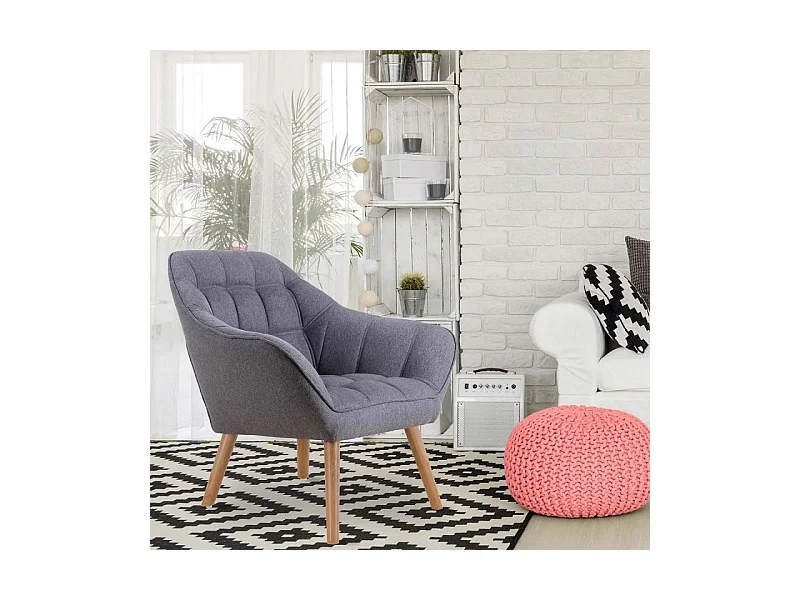 Poltrona scandinava Zentao in tessuto grigio chiaro