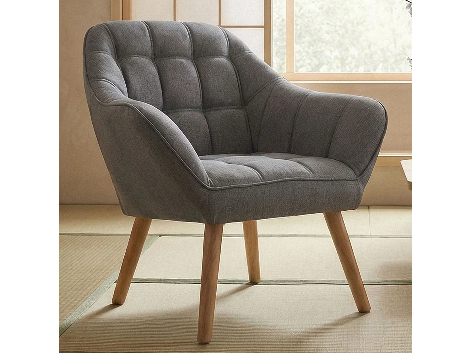 Fauteuil Scandinave Zentao Tissu Gris Clair