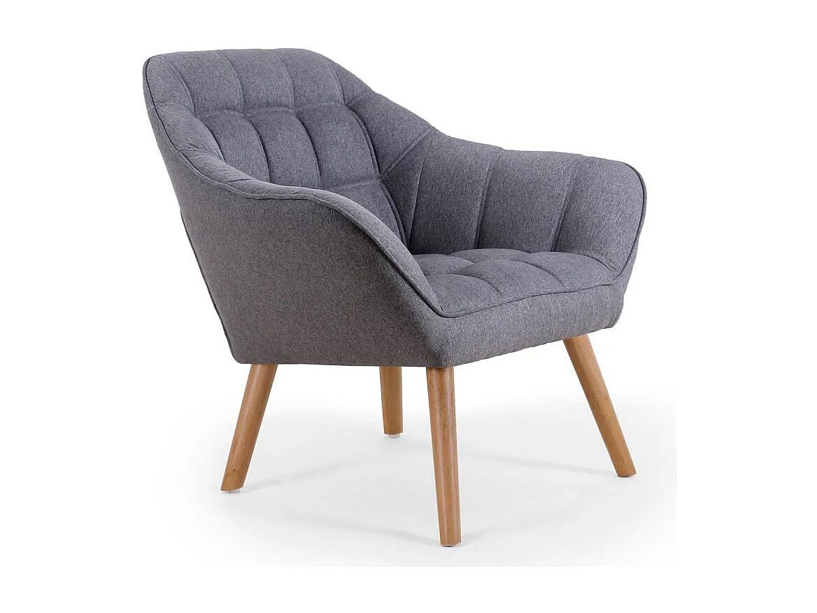 Fauteuil Scandinave Zentao Tissu Gris Clair