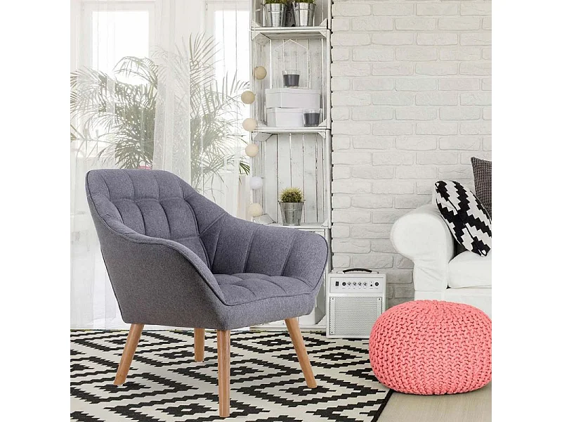 Fauteuil Scandinave Zentao Tissu Gris Clair