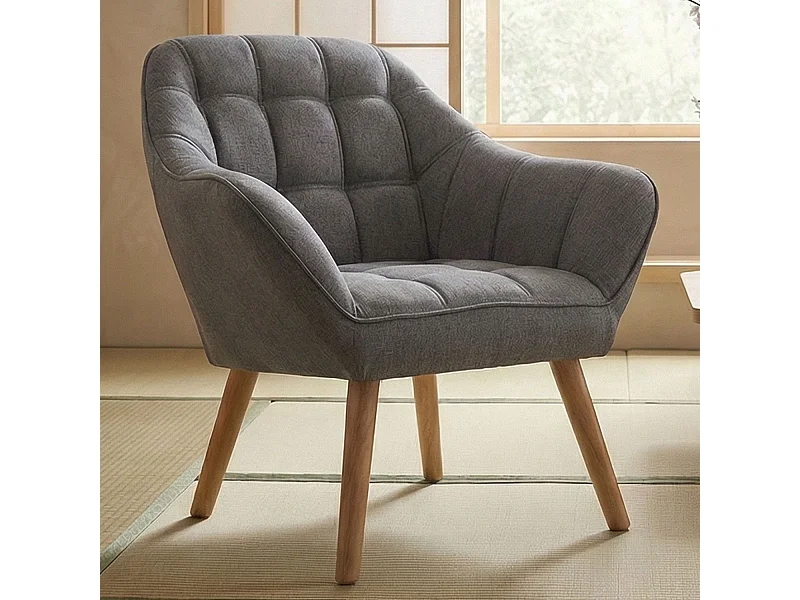 Fauteuil Scandinave Zentao Tissu Gris Clair
