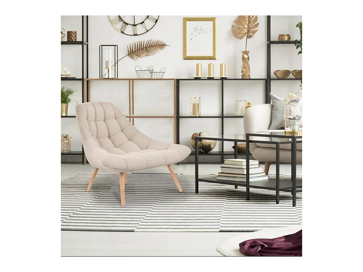 Fauteuil Scandinave en Tissu "Johan" 102cm Beige