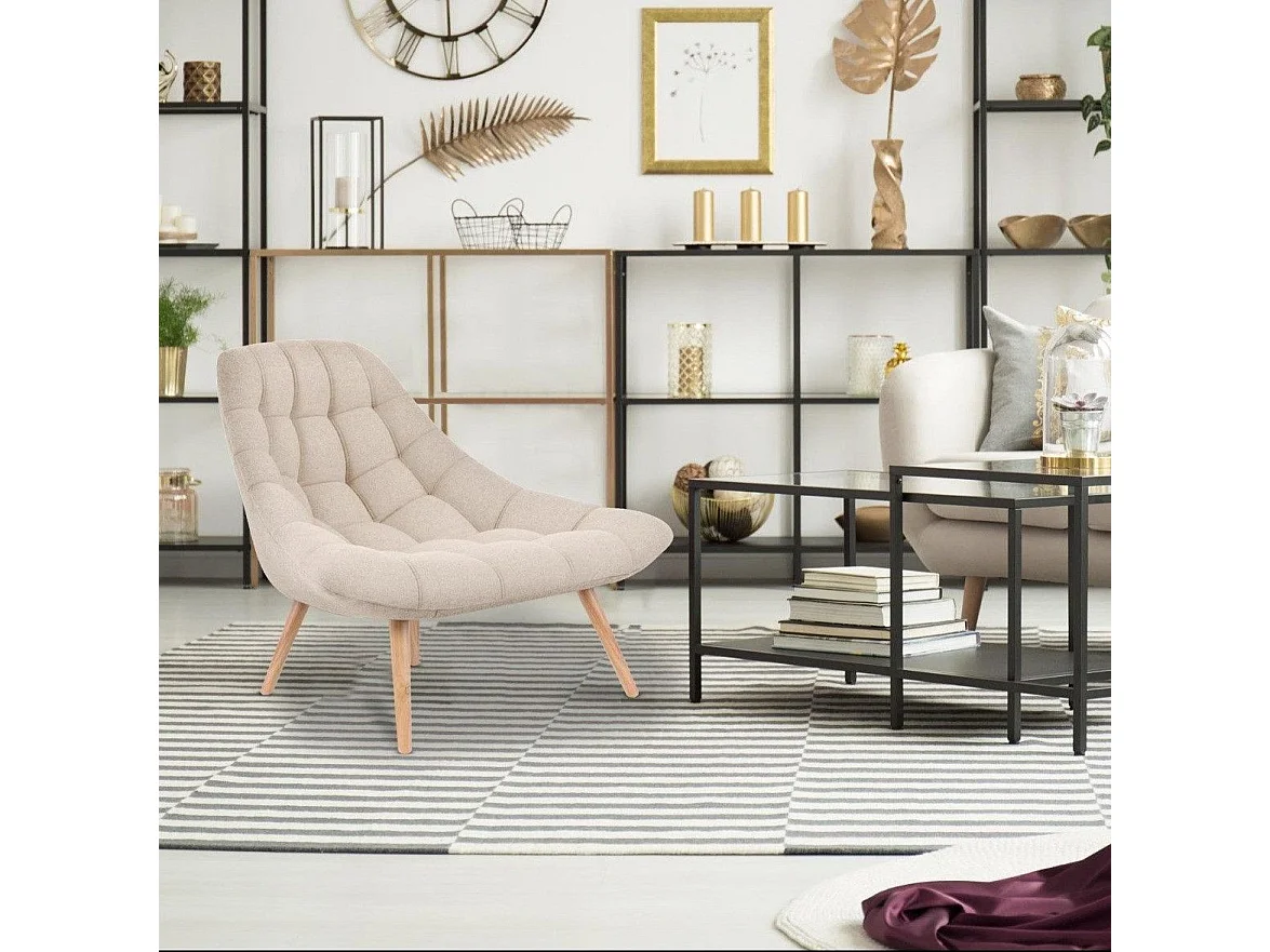 Fauteuil Scandinave en Tissu "Johan" 102cm Beige