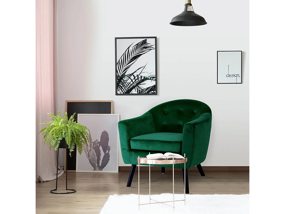 Fauteuil Scandinave Velours "Lopy" 79cm Vert