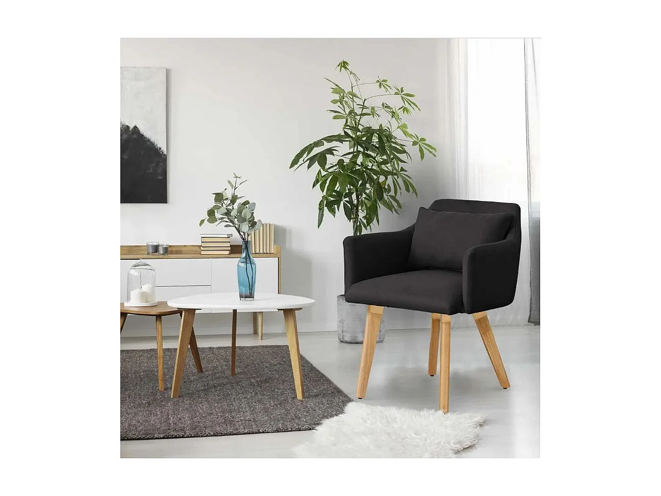 Fauteuil Scandinave "Alan" 70cm Noir