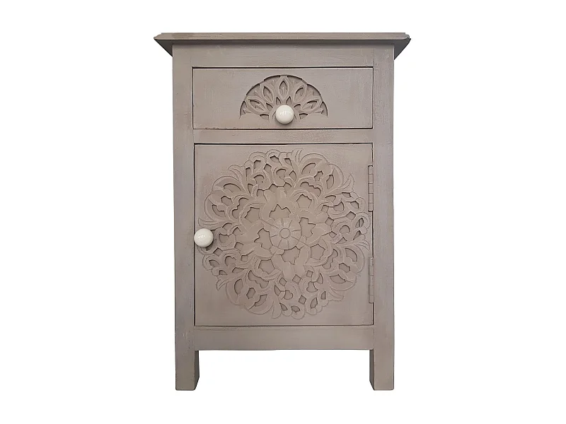 Table de Chevet 1 Tiroir & 1 Porte "Loco" 60cm Taupe