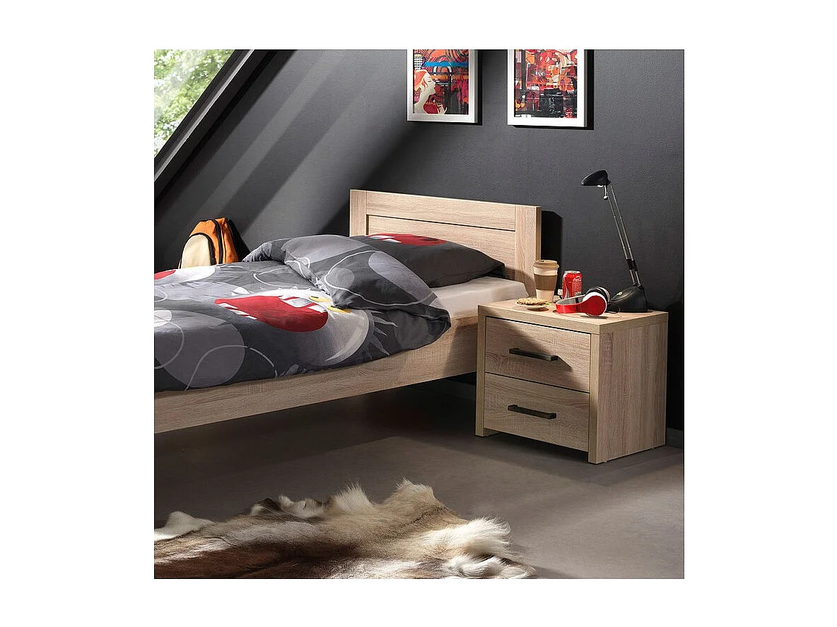 Mesita de noche Aline 2 cajones roble claro