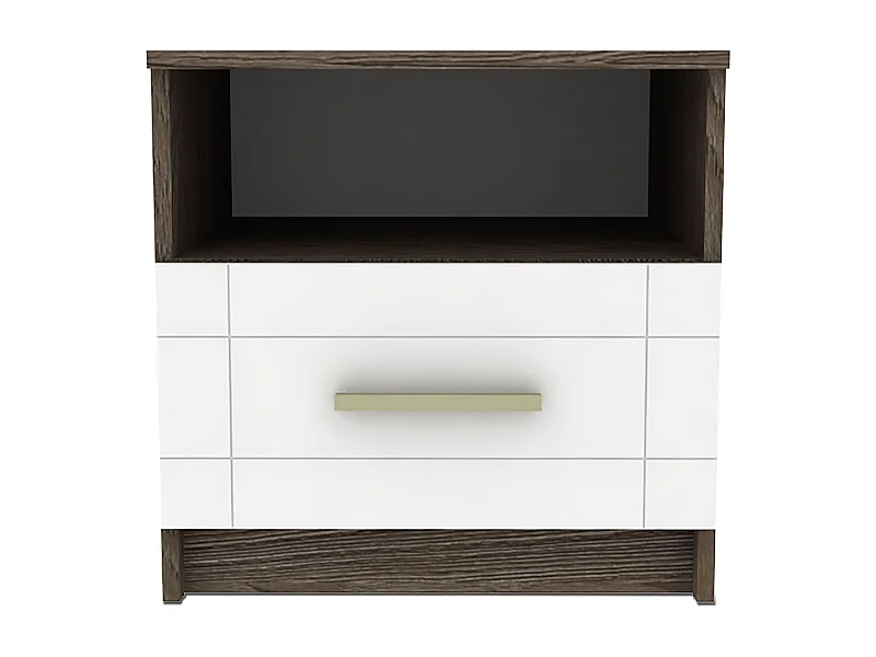 Table de Chevet "Tenya" 50cm Chêne Foncé & Blanc