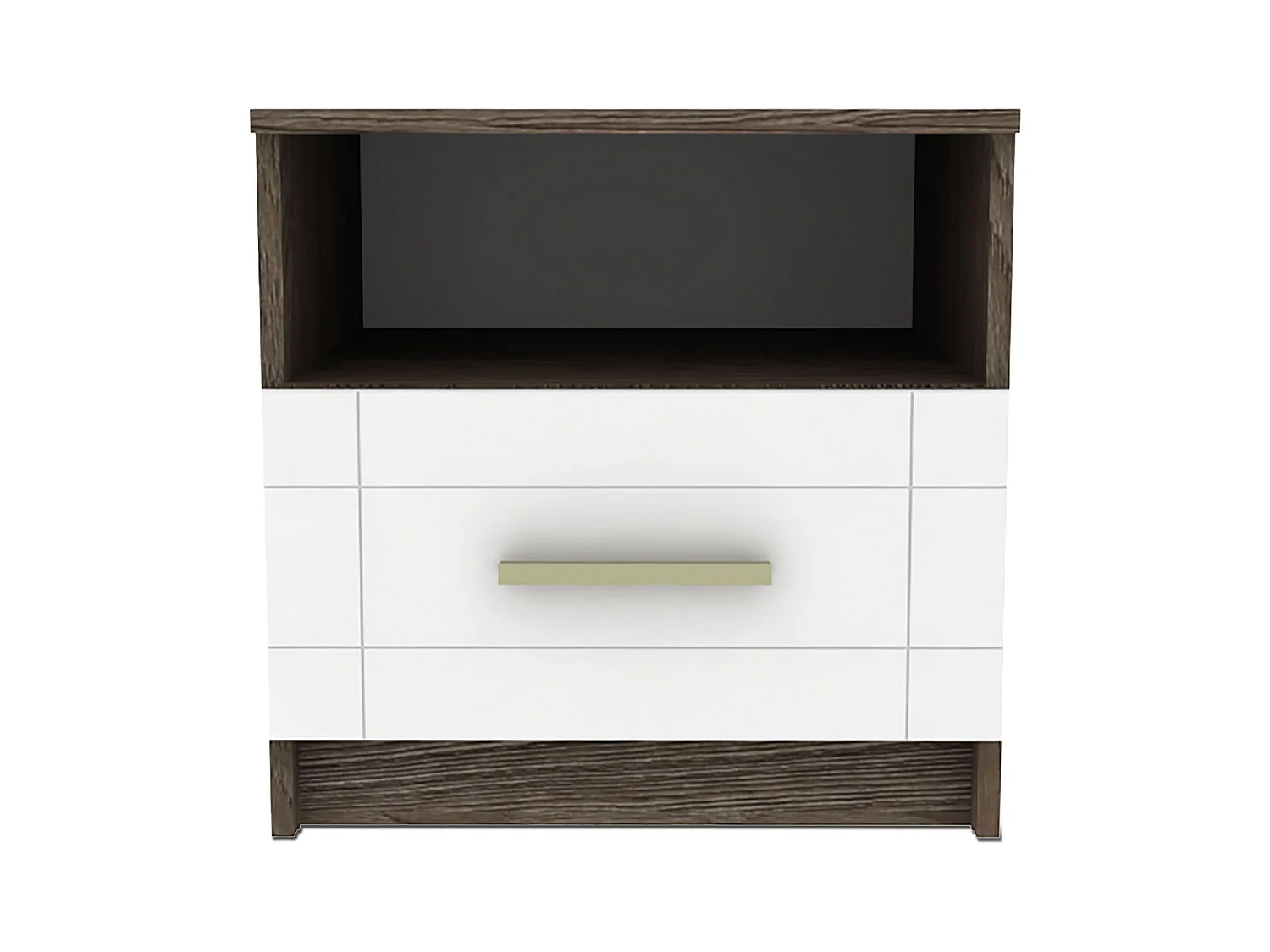 Table de Chevet "Tenya" 50cm Chêne Foncé & Blanc