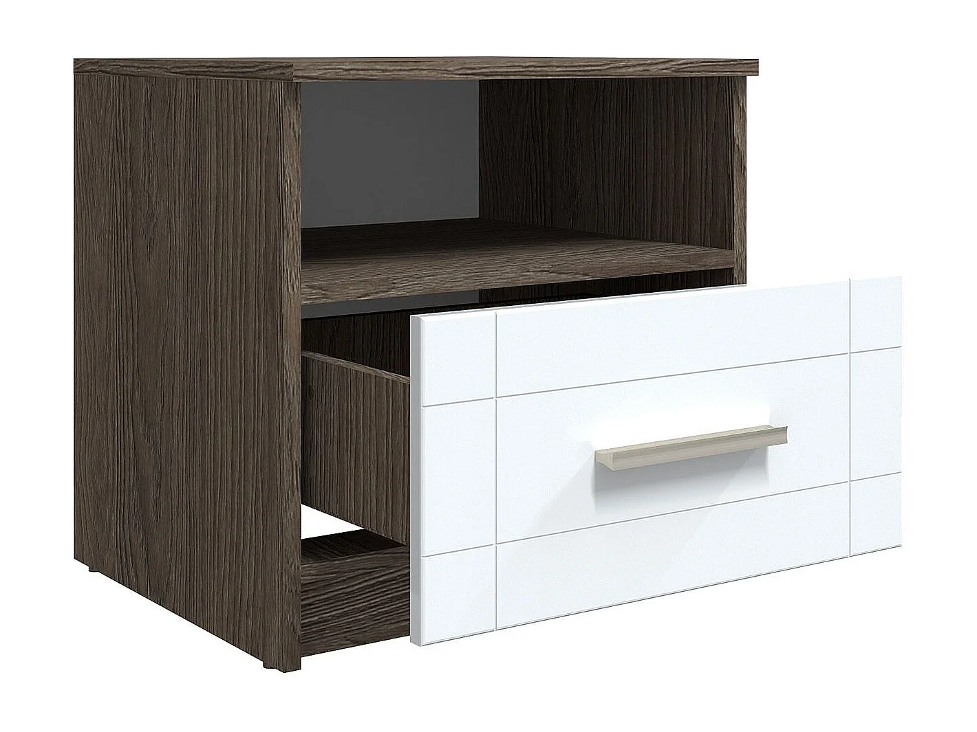 Table de Chevet "Tenya" 50cm Chêne Foncé & Blanc