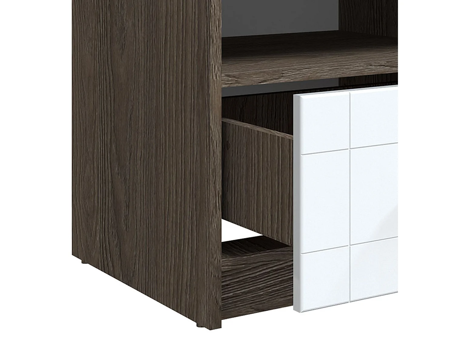 Table de Chevet "Tenya" 50cm Chêne Foncé & Blanc