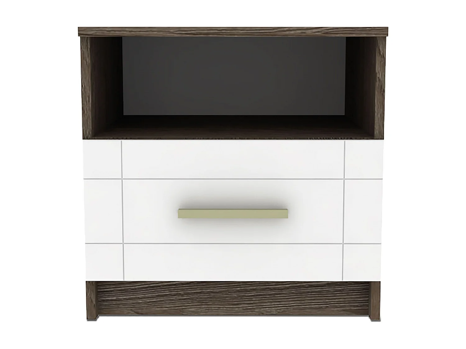 Table de Chevet "Tenya" 50cm Chêne Foncé & Blanc