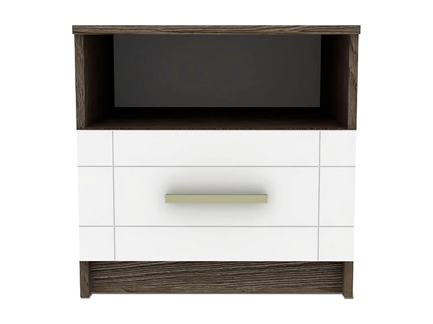Table de Chevet "Tenya" 50cm Chêne Foncé & Blanc