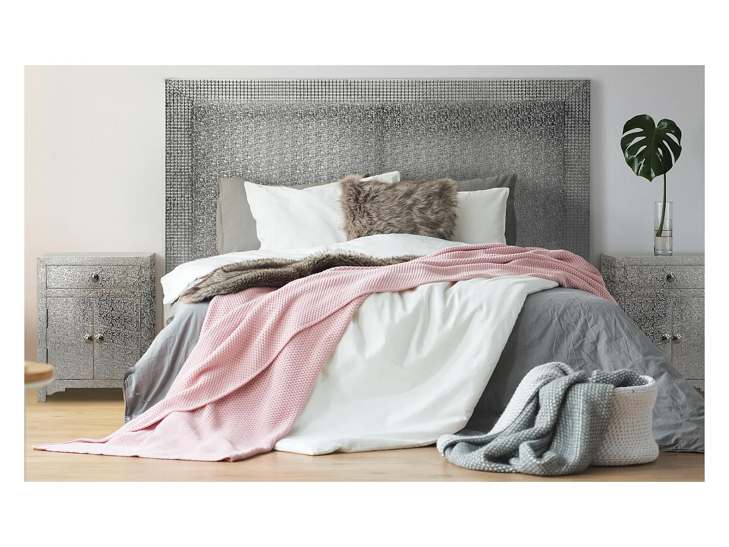 Table de Chevet 1 Tiroir "Tiko" 61cm Argent