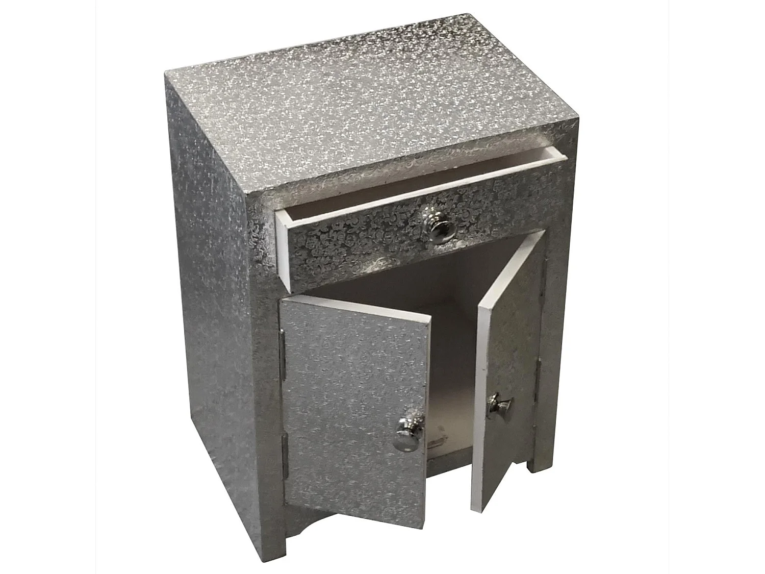 Table de Chevet 1 Tiroir "Tiko" 61cm Argent