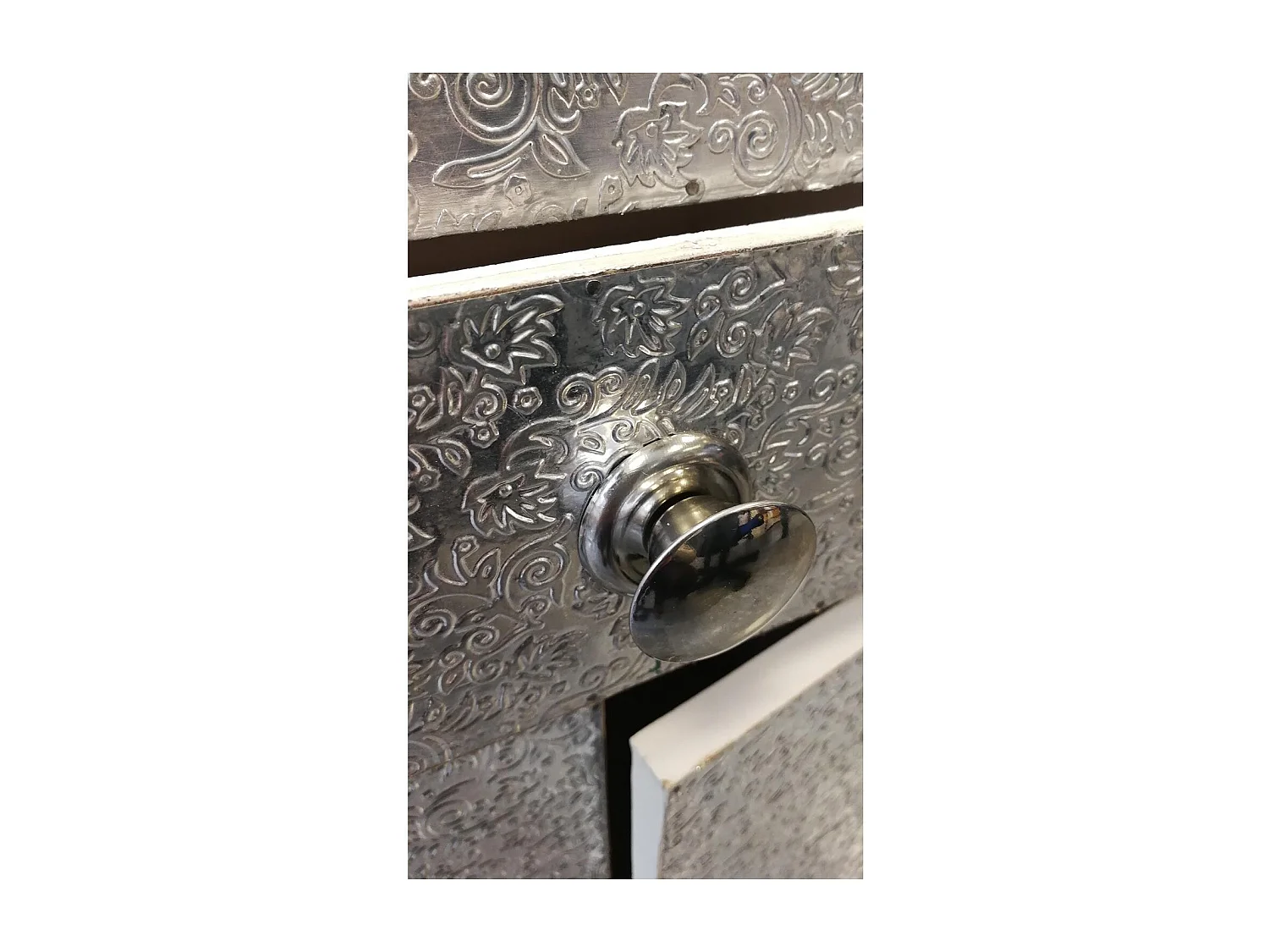 Table de Chevet 1 Tiroir "Tiko" 61cm Argent