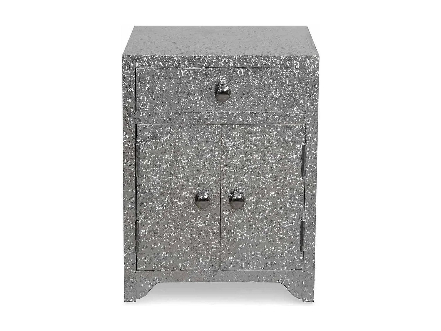 Table de Chevet 1 Tiroir "Tiko" 61cm Argent